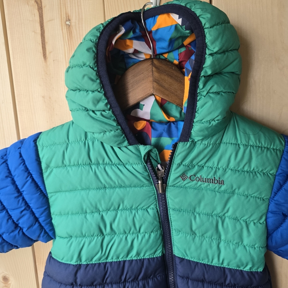 Columbia Baby Reversable One Piece Snow Suit Green Blue Infant - Picture 10 of 11